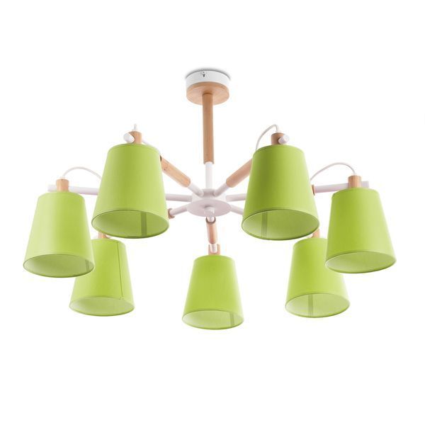 Стильная люстра с салатовыми абажурами для большой комнаты N-light DR0-60477-4-LS DR0-60477-4-LS фото