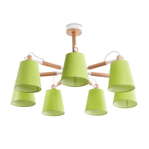 Стильная люстра с салатовыми абажурами для большой комнаты N-light DR0-60477-4-LS DR0-60477-4-LS фото