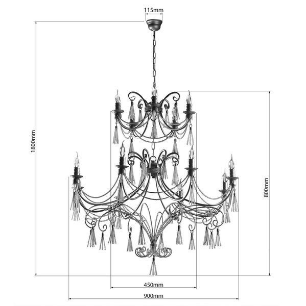 Велика люстра класична зі свічками для високих стель N-light DR0-70103-LS DR0-70103-LS фото