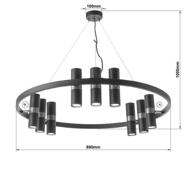 Велика кругла люстра на тросах із поворотними склянками, стиль модерн N-light DR0-70603-LS DR0-70603-LS фото