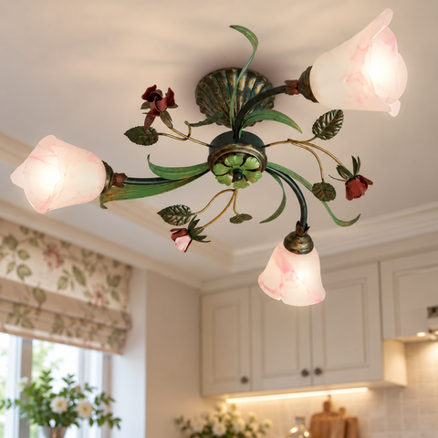 Стельова люстра на гачок у стилі флористика 3-х лампова N-light DR0-15633-LS DR0-15633-LS фото