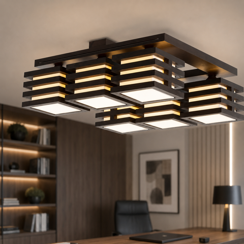 Велика дерев'яна стельова люстра на 6 ламп розжарювання N-light DR0-11506-LS DR0-11506-LS фото