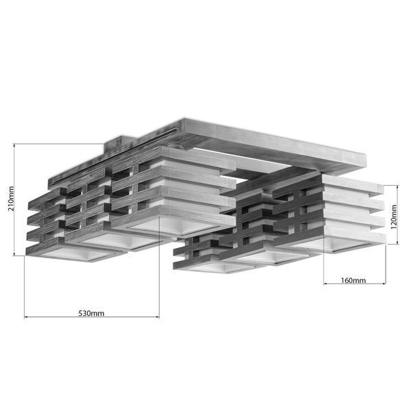 Велика дерев'яна стельова люстра на 6 ламп розжарювання N-light DR0-11506-LS DR0-11506-LS фото