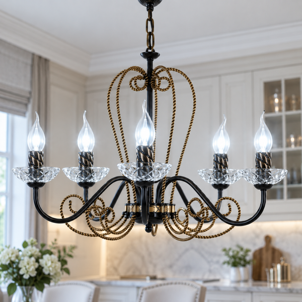 Люстра кованная черно-золотая в классическом стиле N-light DR0-15805-LS DR0-15805-LS фото