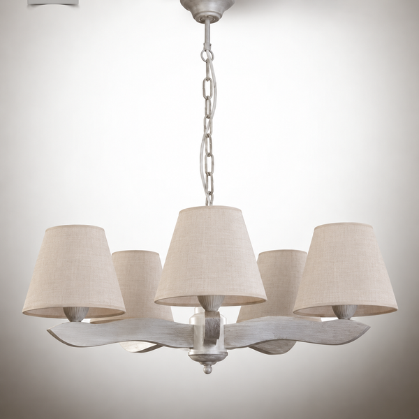 Люстра модерн деревянная на цепи с абажурами для зала, спальни N-light DR0-6705-3-LS DR0-6705-3-LS фото