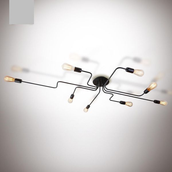 Вытянутая черная металлическая люстра без стекла в стиле лофт N-light DR0-20488-LS DR0-20488-LS фото