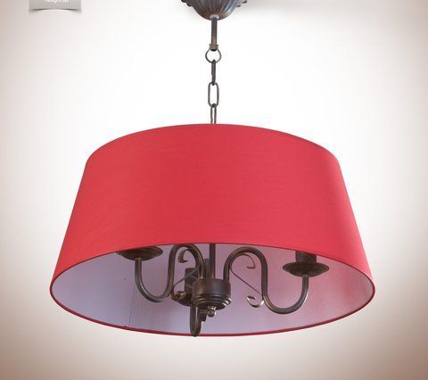 Люстра 3-х лампова на ланцюгу з великим червоним абажуром N-light DR0-8803-LS DR0-8803-LS фото