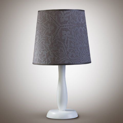 Настільна лампа дерев'яна біла з сірим абажуром N-light DR0-10200-3-LS DR0-10200-3-LS фото