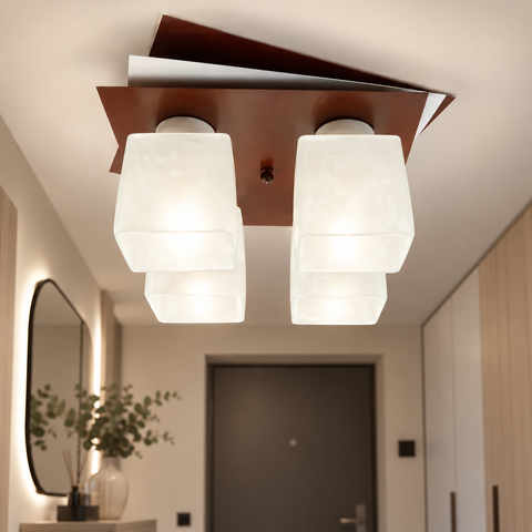 Люстра стельова коричнева з кубами для кухні, дитячої, коридору N-light DR0-7403-2-LS DR0-7403-2-LS фото