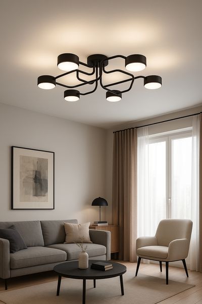 Люстра потолочная металлическая черного цвета N-light DR0-80403-LS DR0-80403-LS фото