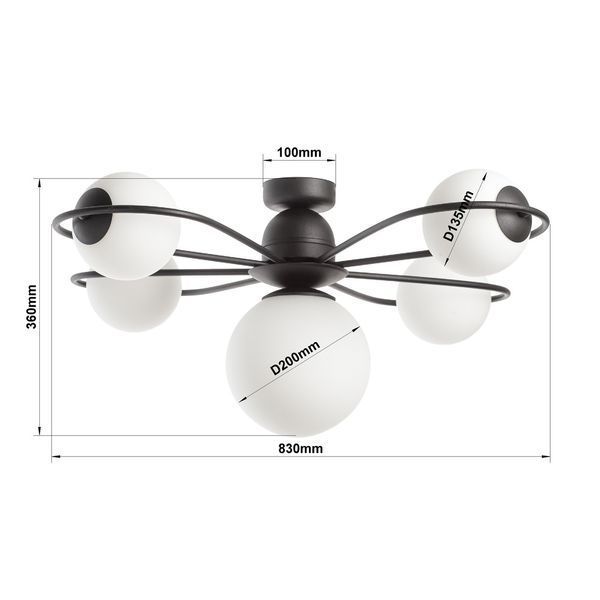 Люстра с шарами 5-ти ламповая в кухню, холл, детскую N-light DR0-80205-1-LS DR0-80205-1-LS фото