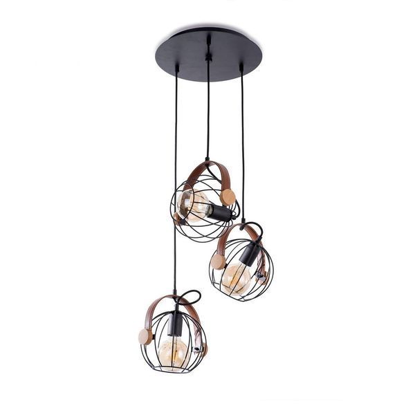 Люстра модна 3-х лампова у стилі лофт, модерн у чорному кольорі N-light DR0-60108-1-LS DR0-60108-1-LS фото
