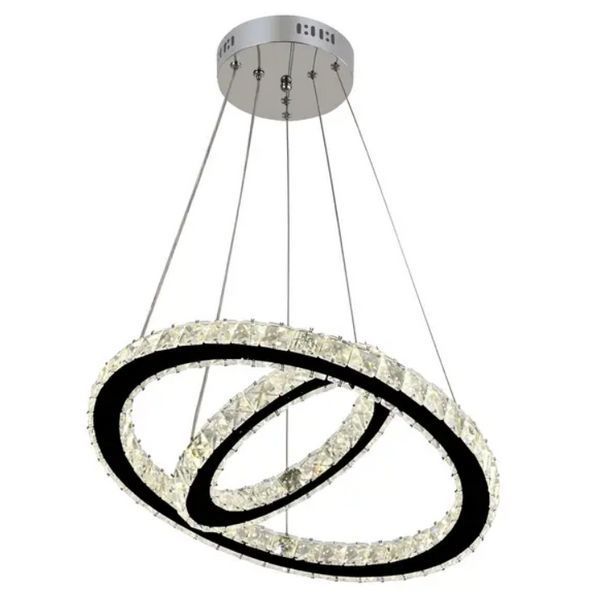 Світлодіодна підвісна люстра 80W кришталева LED на пульті керування корпус хром Свет DR0-SY-7671/2 CR-LS фото