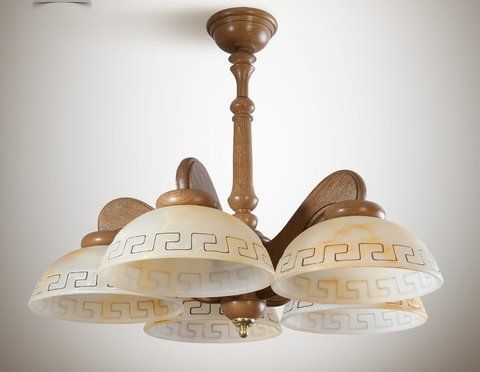 Люстра дерев'яна, 5-ти лампова для кухні, кабінету N-light DR0-250-LS DR0-250-LS фото